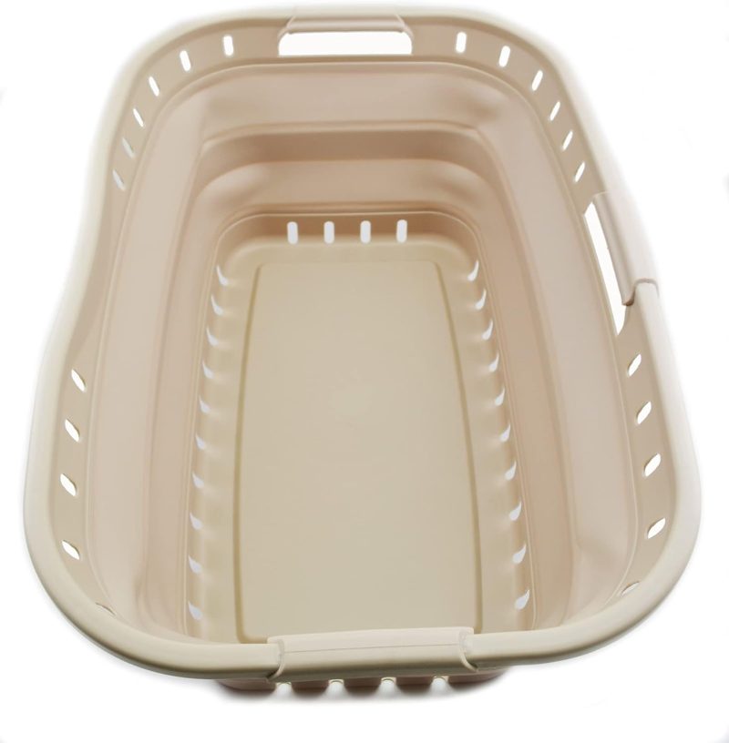 44L Collapsible Plastic Laundry Basket - Foldable Pop Up Storage Container/Organizer - Portable Washing Tub - Space Saving Hamper/Basket (1, Apricot), Size : 25.4 x 17.3 x 10.2 inches