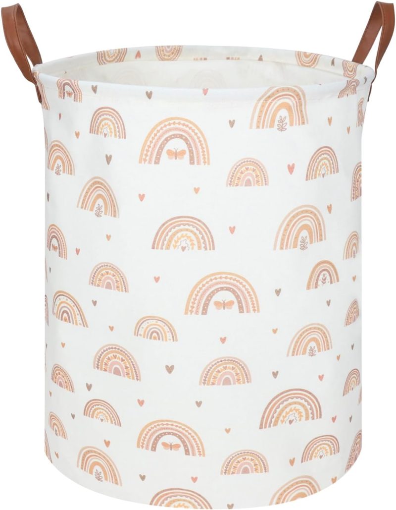 Boho Rainbow Laundry Hamper,Girls Laundry Hamper,Waterproof foldable canvas laundry basket,Baby Nursery Hamper,Gift Basket,Room Decor(Rainbow)