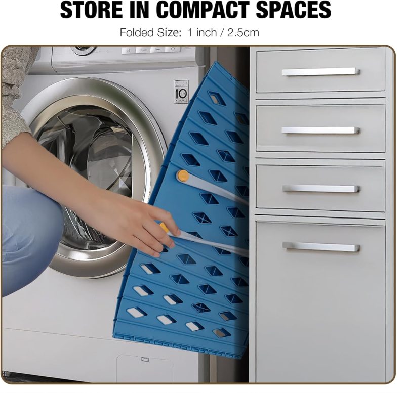 Collapsible Laundry Basket - Durable Foldable Hamper for Room Organization, Blue Laundry Basket Set - 45L - Image 2