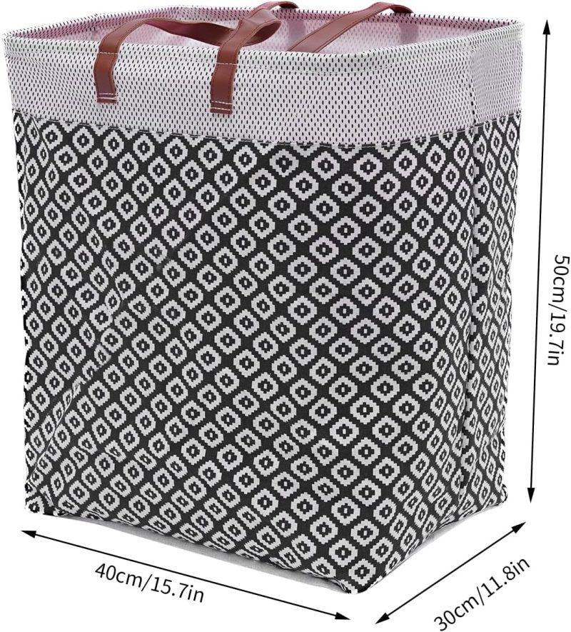 15.7x11.8x19.7" Collapsible Cloth Canvas Foldable Storage Basket Laundry Basket Toy Hamper - Image 2
